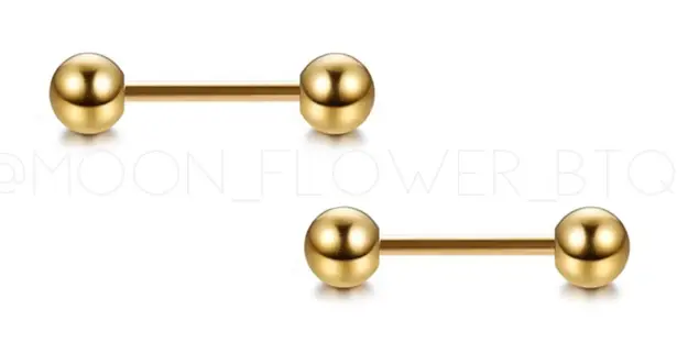 Tiny Gold Barbell Earrings 18G – Hypoallergenic 316L Stainless Steel