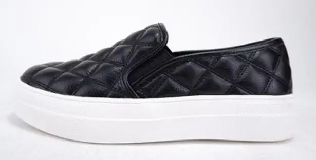 Soda Black Quilted Platform Sole Slip On Sneaker