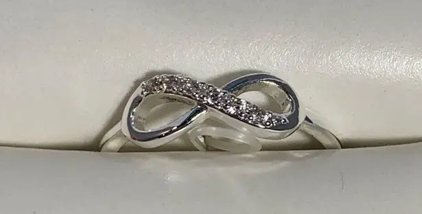 Infinity Symbol Simulated Diamond Silver Ring CZ Size 6