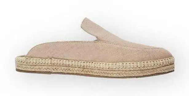 Kaanas new  𒀭 Textured Leather Jute Sole Espadrille Mule Slide Sandals 𒀭 Oat 8M