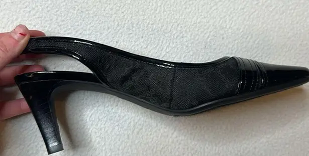Etienne Aigner Black Kitten Heel Slingback Strap