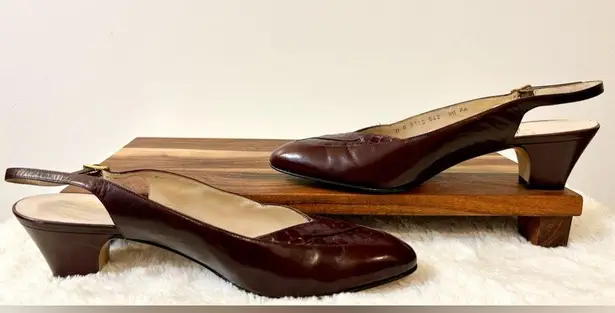 Salvatore Ferragamo Vintage Maroon Strappy Slingback Pump Size 9.5 AA