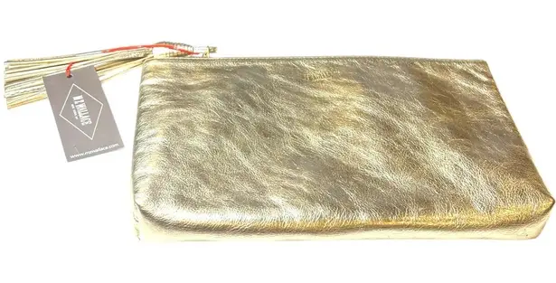 MZ Wallace NWT Metallic Gold Luxury Tassel 10 x 7 Hamish Pouch Cosmetic Bag - Image 1