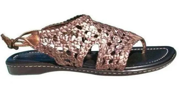 Donald Pliner Copper Metallic Leather Flexible Sole Shoe Sandal New NWT $245 Gold Size 6.5