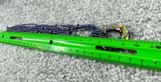 Beaded Necklace Multistrand Center Glass Focal Donut Bead Multicolor Adjustable