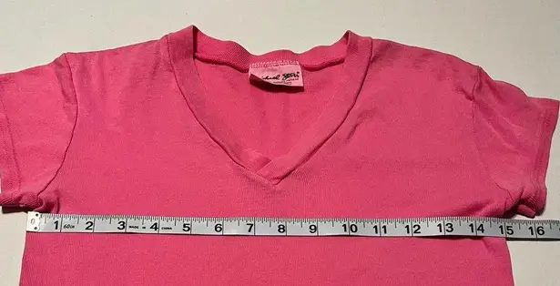 Michael Stars  Womens ONE‎ SIZE Barbie Pink Fitted Short Sleeve Shirt *FLAWED*