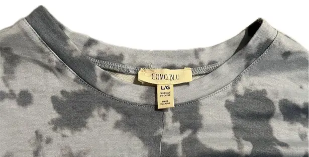 NEW Como Blue Tie Dye 2 pc PJ Lounge Set Sz LG Sleeveless Elastic Waist Shorts