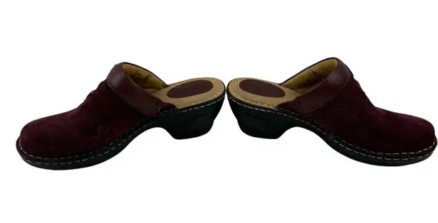 *Softspots Lara Clog Womens 9.5W Burgundy Leather Comfort Cushion Boho Coastal Red Size 9.5