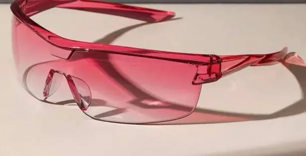 🆕Pink Ombre Tinted Lens Flat Top Rimless Wrap Around Sunglasses