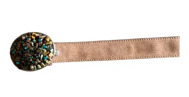 3G Buckles Camel Light Tan Suede Leather Belt 1.5" 28