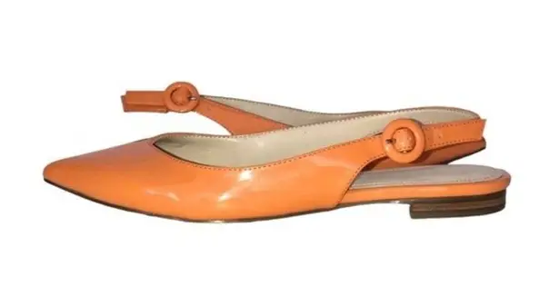 Marc Fisher  Anson Orange Patent Faux Leather Slip-On Slingback Ballet Flats