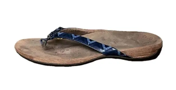 Vionic Women’s Flip Flops Size 9 Blue Geometric – Orthotic Beach Thong Sandal