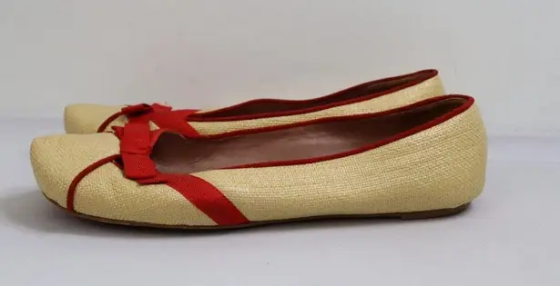 Alaia Raffia Red Bow Straw Round Toe Slip On Casual Ballet Womens Flats 40 Italy Size 10 - Image 4