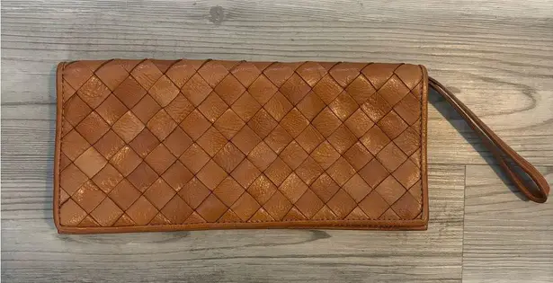 wilson's leather  Woven Leather Pelle Studio Clutch with Lattice Design