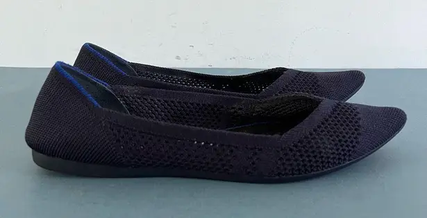 Rothy’s The Point Maritime Lattice Stitch Navy Blue Washable Knit Ballet Flats Size 8