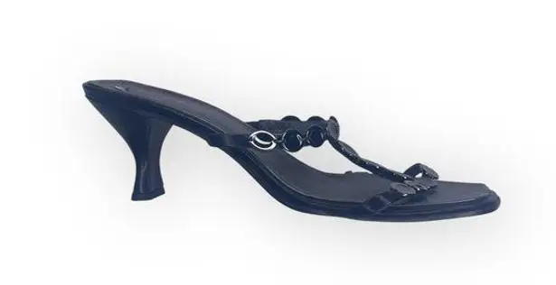 Bandolino new 𒀭 T Strap Kitten Heels Mules Sandals 𒀭 Black Leather 𒀭 10M 𒀭 SJP