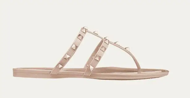 Valentino Garavani Rockstud T-Strap Flat Slide Sandals 39