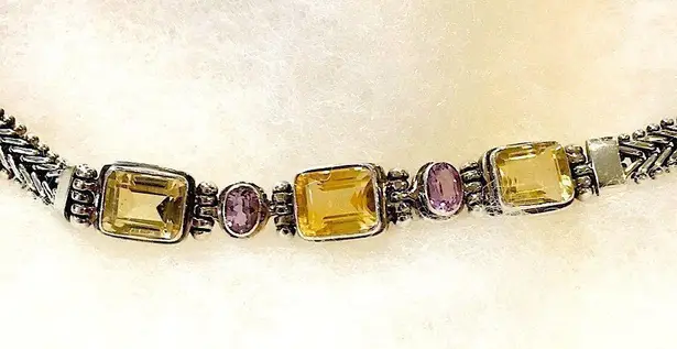 Amethyst Bali Sterling , Citrine, Quartz Bracelet
