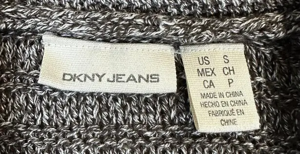 DKNY  Jeans Brown/White Mix Heavy Knit Open-front Y2K Cardigan - Size Small