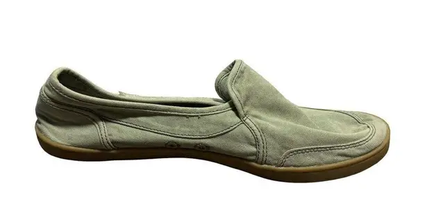 Sanuk  Pair O Dice Canvas Slip On Loafers Green Vegan Hemp Shoes Size 9.5