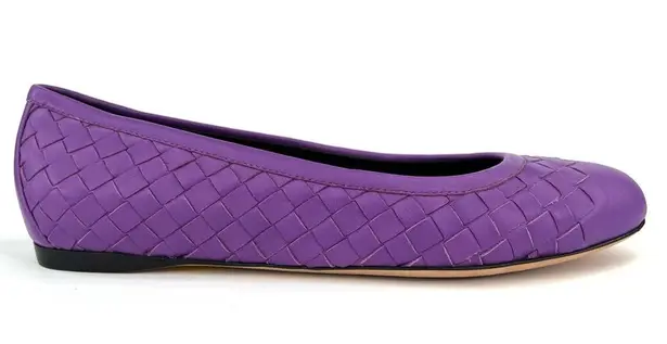 Bottega Veneta Intrecciato Woven Purple Leather Ballet Ballerina Flats EU 35