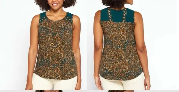 Daniel Rainn New Crochet Swiss Dot Printed Knit Tank Top Waicy Oat Size XXL