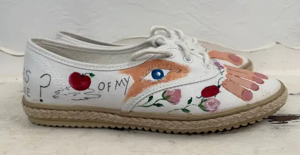 Cabin creek Hand Painted Canvas Shoes Women's 5M Floral Toe Art