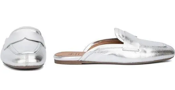 Aquatalia Jayleen Metallic Silver Slip On Flat Mule size 6