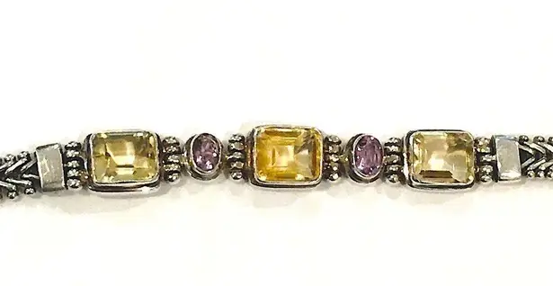 Amethyst Bali Sterling , Citrine, Quartz Bracelet