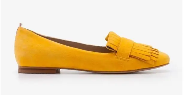 Boden Melody Suede Leather Flat Loafer Tassel Slip On Shoe Mustard Yellow EUR 42 Size 11