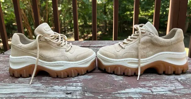 Bronx Jaxstar W/Gum Sole Women Neutral Suede Chunky Streetwear Sneakers|Sz:36EU Tan Size 5
