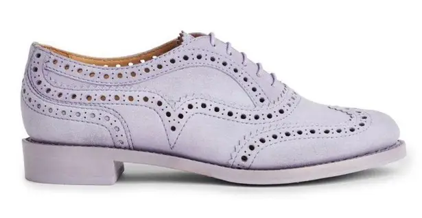 The Office of Angela Scott Mr. Doubt Lilac Leather Women's Cutout Brogue Oxford Purple Size 7.5