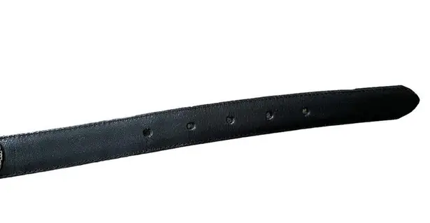 Vintage 90s Black Regal Western Faux Crocodile Reversible Etched Metal Belt