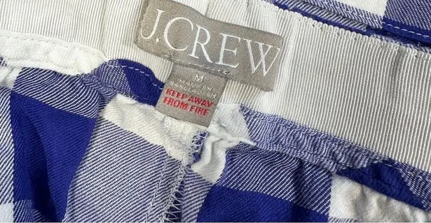 J.Crew  Long-Sleeve Flannel Pajama Short Set In Buffalo Check Blue White Size M