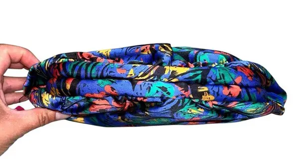 NEW Vintage Connie Satin Abstract Geometric Retro Crossbody Purse Bag Blue