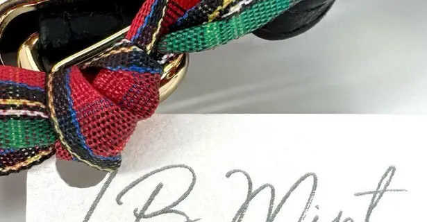 Stylish Black Quilted Wristlet with Plaid Gift Ribbon NWT