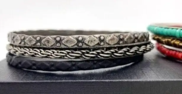 Beaded and Metallic Eclectic Bangle Bracelets Set