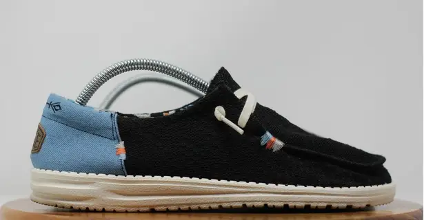Hey Dude Wendy Chambray Off Black Boho Loafers Comfort Casual Shoes US 7