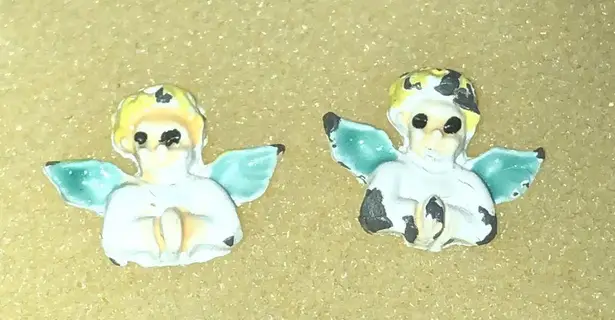 Set of Four Pairs of Vintage Boho Floral Stud Earrings Yellow