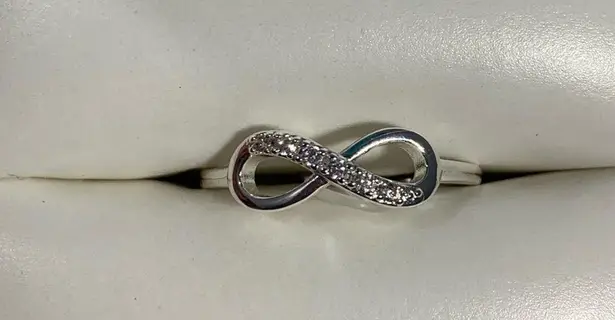 Infinity Symbol Simulated Diamond Silver Ring CZ Size 6