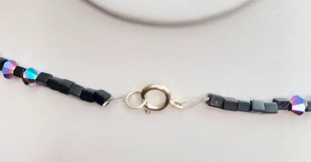 Antique Silver Celtic Knot Coins Matte Black Glass & Crystal Metallic Necklace