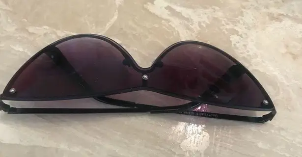 Oversize rimless Black mirror cat eye sunglasses