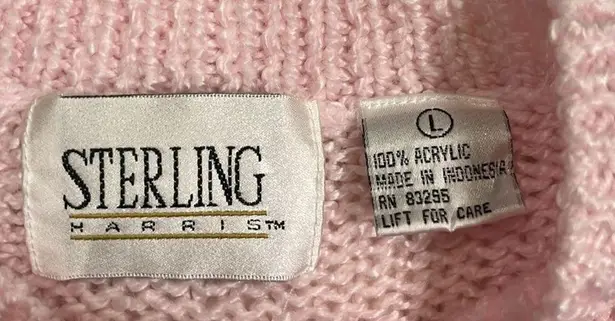 Vintage Sterling Harris sweater with pearl button placket L Pink Size L