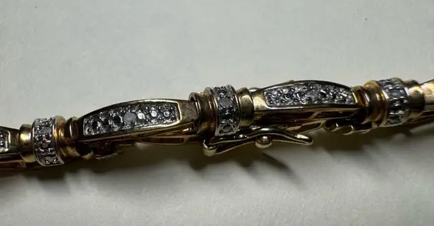 Signed RSE Seeman Sterling 925 Gold Wash Vermeil Micro Pave CZ Bracelet 7in 5mm