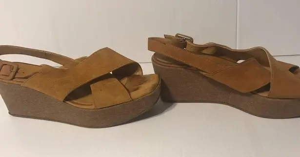 Fabio Rusconi cork platform high heel wedge suede sandal women size 7.5 (38)
