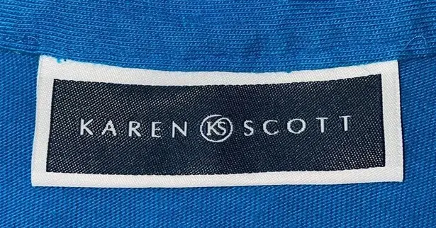 Karen Scott cotton 3/4 button tab sleeves chest pockets collar size XL