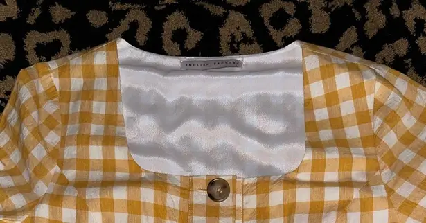 English Factory Rare Anthropologie Yellow & White Checkered Dress Sz. S