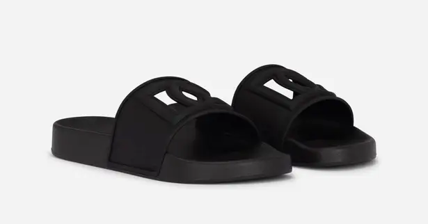 Dolce & Gabbana Rubber beachwear sliders with DG logo Size 35, New in Box