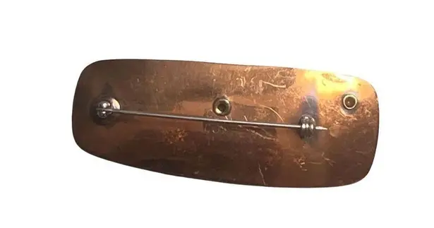 Modernist Copper Brooch MCM Mixed Metal Chic Vintage Fashion Collectible Jewelry Brown