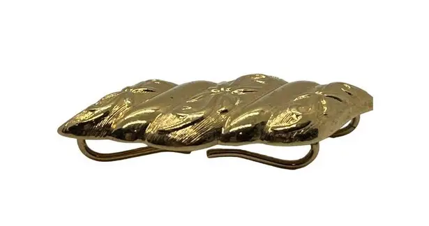 Vintage Gold Tone Etched Leaf Scarf Clip Slide 2" long